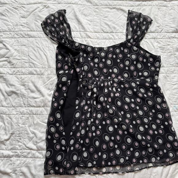 alfani 14P Y2k sheer silk polka dot babydoll sleeveless top sheer chiffon - Picture 6 of 8